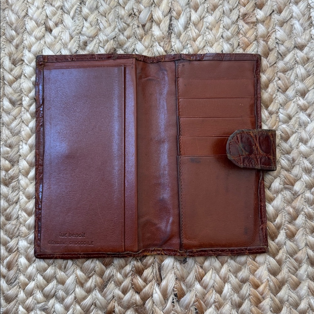 Luc Benoit Real Crocodile Brown Checkbook Billfold Wallet Vintage - Picture 6 of 10